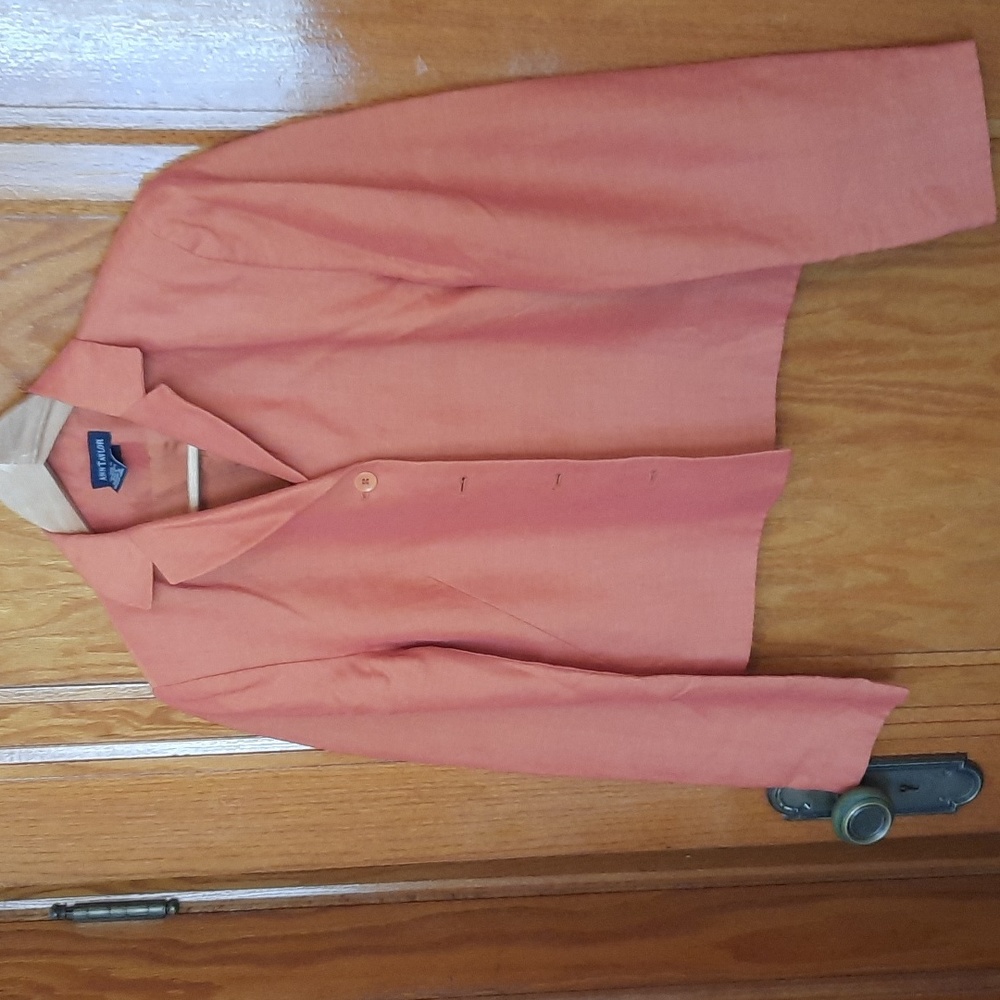 Linen-blend Fully-lined Orange Blazer
